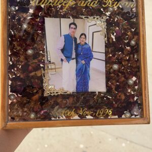 Classic Wooden Frame with Preserved Varmala Flowers – Resin Art Keepsake