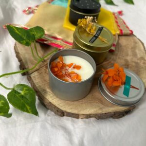 Tin Candles (Small) – Handcrafted Floral Wax Candles